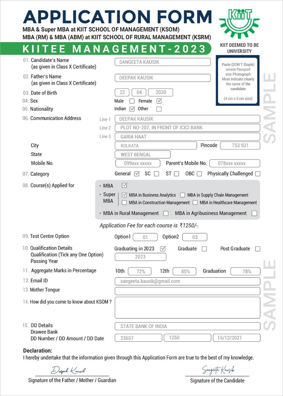 Kiit Application Form 2023 Printable Forms Free Online